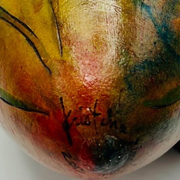 “ Hanging Cattails & Lace ” Original Gourd Art Vase / Vessel by Kristina Simkins - Picture 10 of 10